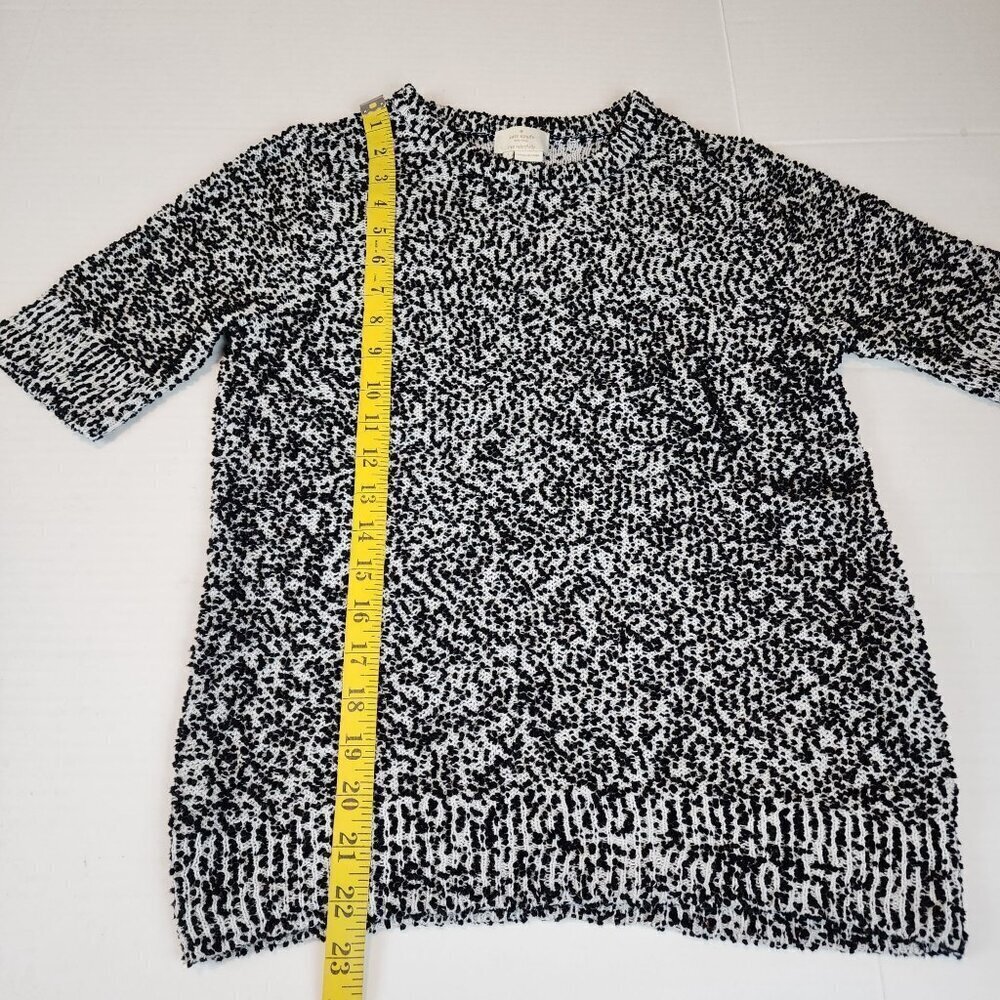 Kate Spade New York sz S women knit short sleeve shirt sweater black white - Picture 8 of 10